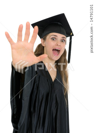 Shocked graduation student woman Shocked graduation student woman 14791101
