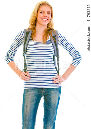 Cheerful teen girl with backpack 14793213