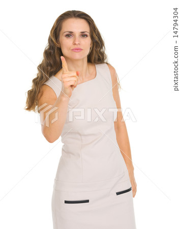 Serious young woman threatening with finger 14794304