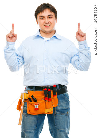 Construction worker pointing up Construction worker pointing up 14794657