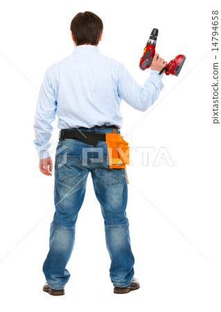 Construction worker standing back to camera Construction worker standing back to camera 14794658
