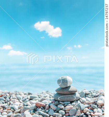 zen stone stack near sea 14797237