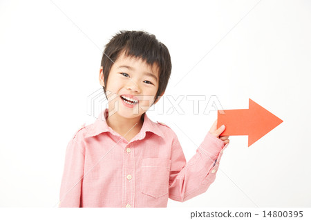 A boy pointing with an arrow A boy pointing with an arrow 14800395