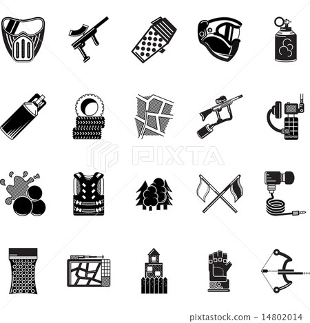 Paintball black icons vector collection 14802014