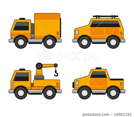 Orange Car Icons Set. Vector 14802181