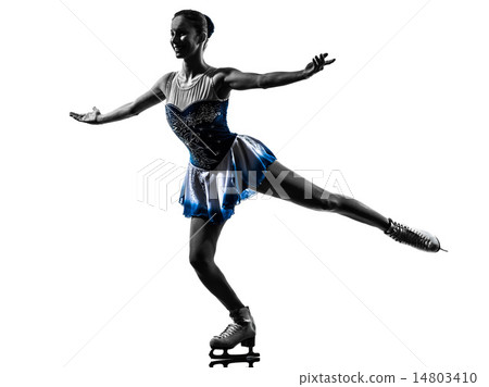 woman ice skater skating silhouette woman ice skater skating silhouette 14803410