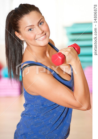 Woman doing power exercise at sport gym 14806878