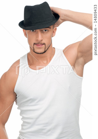 Young handsome man in black hat Young handsome man in black hat 14809433