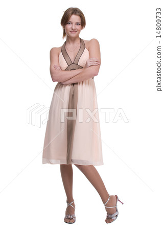 Beautiful dancing woman in light dress 14809733