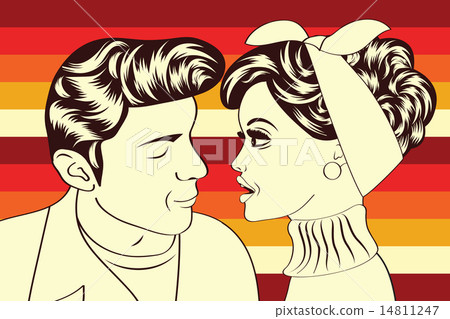 pop art cute retro couple in comics style pop art cute retro couple in comics style 14811247