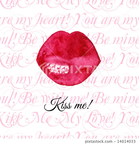 Vector background with red lips 14814033