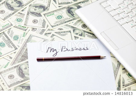 pencil and paper with My Business words near notebook 14816013