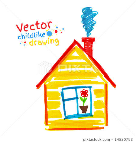Childlike drawing of house. Childlike drawing of house. 14820798