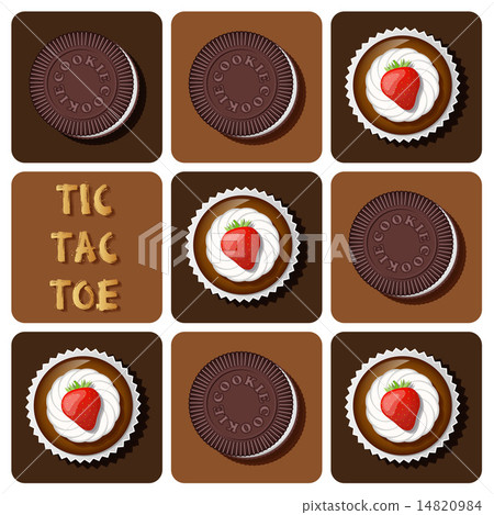 Tic-Tac-Toe of cup cake and cookie 14820984