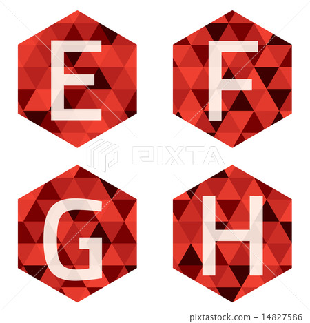 Modern Style White Alphabets On Red Hexagon 14827586