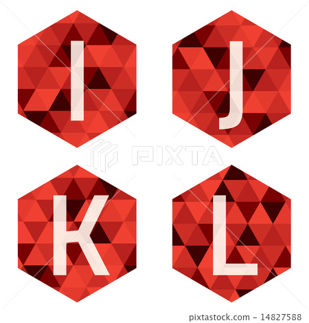 Modern Style White Alphabets On Red Hexagon 14827588