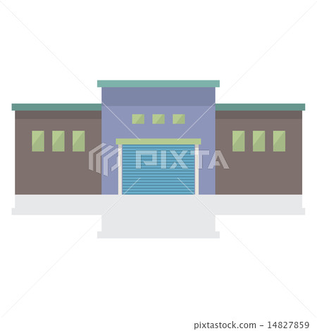 Single Factory Building On White Background 14827859