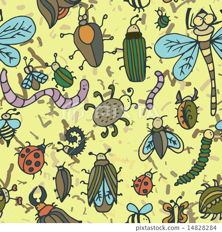 Cute cartoon insect pattern.Summer concept texture 14828284