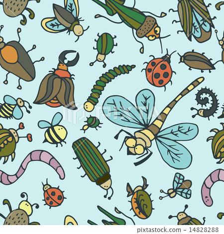 Cute cartoon insect pattern.Summer concept texture 14828288