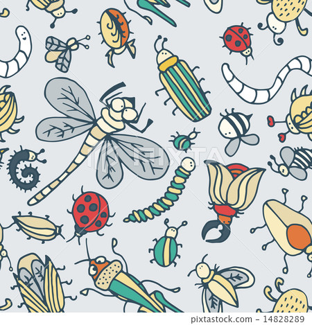 Cute cartoon insect pattern.Summer concept texture Cute cartoon insect pattern.Summer concept texture 14828289