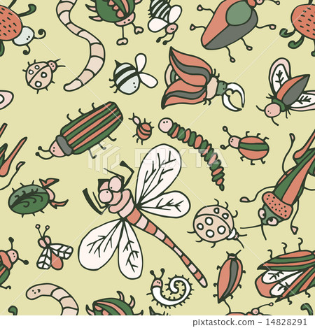 Cute cartoon insect pattern.Summer concept texture Cute cartoon insect pattern.Summer concept texture 14828291