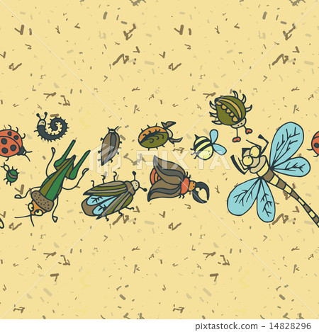 Cute cartoon insect border pattern. Summer concept Cute cartoon insect border pattern. Summer concept 14828296