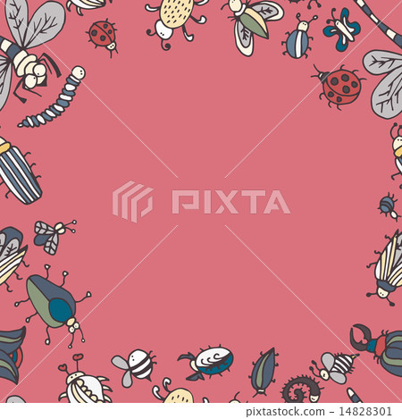 Cute cartoon insect border pattern. Summer concept 14828301