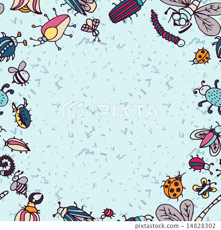 Cute cartoon insect border pattern. Summer concept 14828302