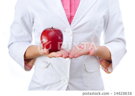 Pharmacy. Pills or apple, two sources of vitamins. All isolated on white background. 14828638
