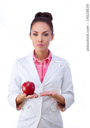 Pharmacy. Pills or apple, two sources of vitamins. All isolated on white background. 14828639