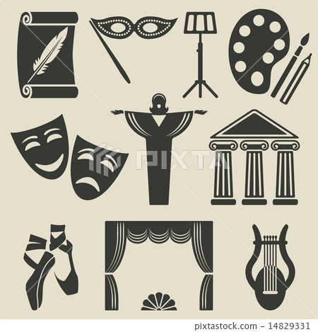 art theater icons set art theater icons set 14829331