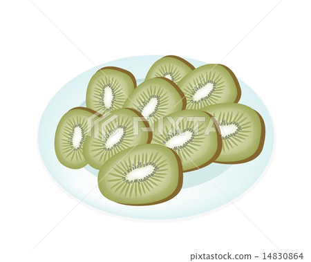 Delicious Fresh Kiwi in A White Plate 14830864
