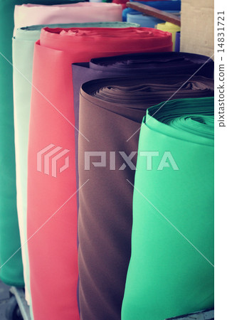 Rolls of colorful fabric 14831721