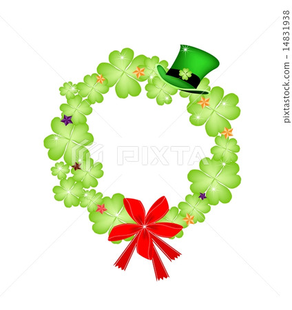 Saint Patrick Wreath of Shamrock and Red Bow Saint Patrick Wreath of Shamrock and Red Bow 14831938