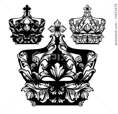 royal crown black and white vector design set 14832478