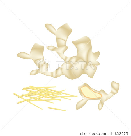 Stack of Fresh Ginger Roots on White Background 14832975