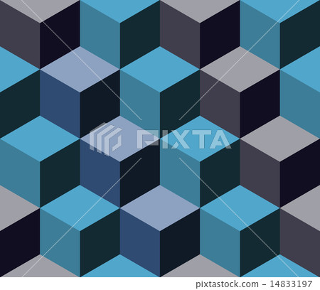 Geometric pattern of cubes in a blue violet... - Stock Illustration ...