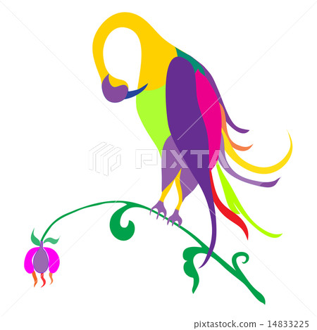 Colorful bird on a white background, abstract vector illustration 14833225