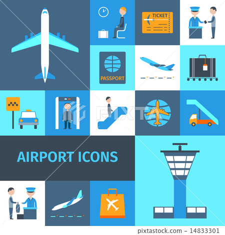 Airport Decorative Icons Set Airport Decorative Icons Set 14833301