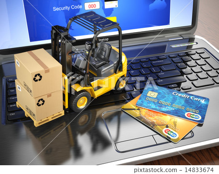 Forklift on laptop Forklift on laptop 14833674