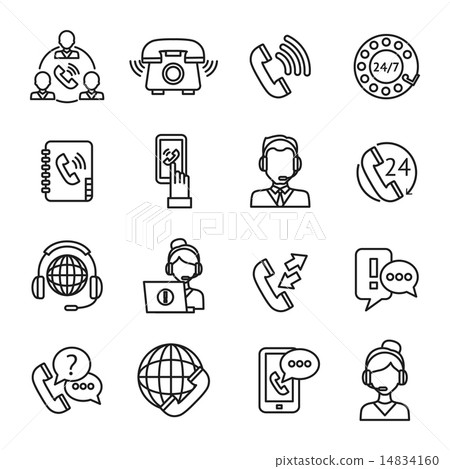 Call Center Outline Icons Set 14834160