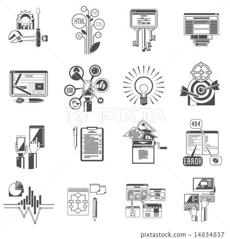 Seo icons set black 14834837