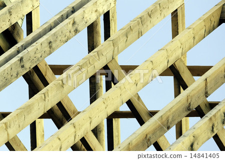 Wooden rafters on new house Wooden rafters on new house 14841405