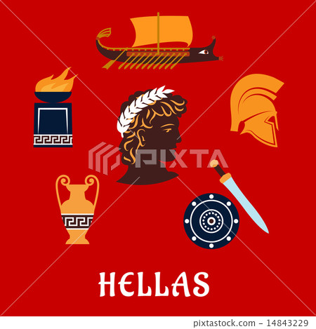 Symbols of Greece culture in flat style 14843229