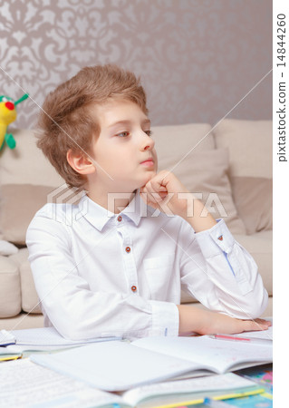 School boy doing home tasks School boy doing home tasks 14844260