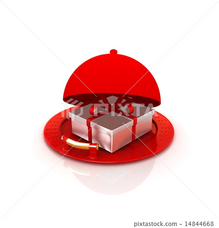 Illustration of a luxury gift on restaurant cloche 14844668