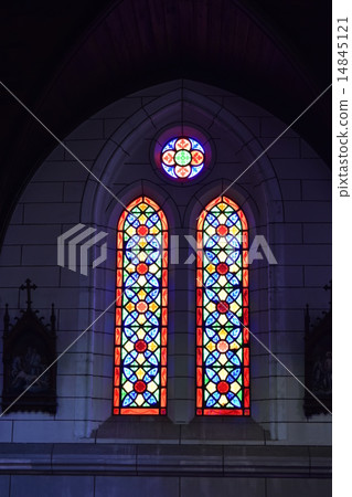 Red frame stained glass 14845121
