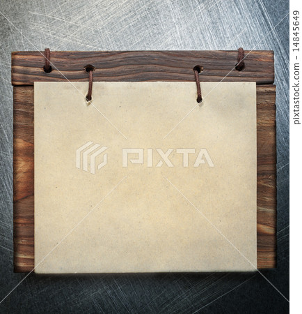Blank paper notepad with wooden cover Blank paper notepad with wooden cover 14845649