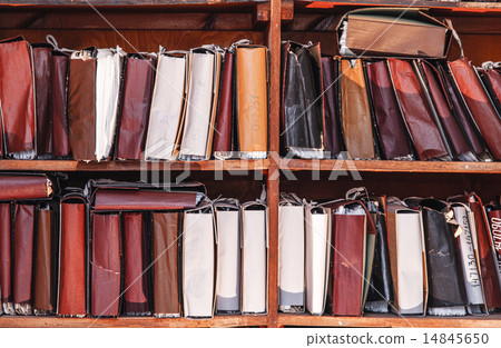 Paper documents stacked in archive 14845650