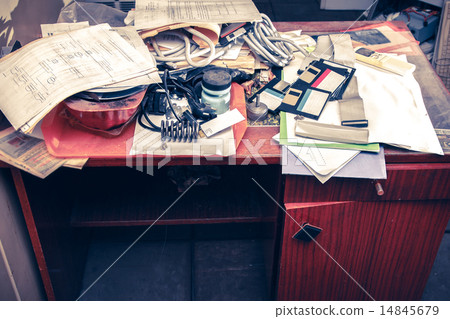 Messy workplace with stack of paper Messy workplace with stack of paper 14845679